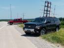 Ross, K5SRT in the red rover making a 120 mile plus contact on 1.25m with WQ0P.  

In the foreground, N0LD/R in the black Suburban.  Located in the western portion of EM27.