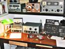 First of 2 stations set up on 80M to switch between the dipole antenna:
Heathkit DX-60+HG10 VFO + WW2 BC-348 using Vibroplex Bug.