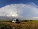 Stormy conditions in western KS on Saturday during VHF contest. This one storm spawned three confirmed tornadoes. Static crash from this and other storms in the area made it almost impossible to complete any contacts. AL1VE/r in DM99