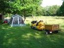 Unloaded and ready to operate!

This is the morning after I got there and set everything up.  The only thing that didn't come with me on the bike is the small "Pup tent" that my XYL (KI4TQQ) brought out for the dog.  She stayed with me for the weekend as well!
