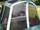 Inside the "Shack"

It's a humble setup.  However with the Ameritron Amp and the Windom up in the air about 50 feet or so, I was able to hold 70 meter frequency with no problems!
