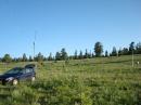 W6ZH solar/portable operation: Radio setup in meadow above Sublette, NM, a ghost town on the Cumbres and Toltec narrow gauge railroad, frequented by elk, cattle, and coyotes. The air is thin at 9400' above sea level.
