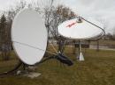 2.4 m offset dish for 5/ 10 GHz and 3 m dish with new PY2BS/ W5LUA dual polarity patch feed