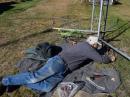 It was a nice day, and the Sun was shining. What better way to spend an afternoon than to lay on the lawn, crimping lugs onto over a hundred radial wires?