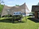 PowerFilm 1kW PowerShade military solar field shelter (left) at Des Moines Amateur Radio Association