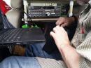 My daughter Samantha took this picture on Saturday morning before the contest began - of me working hard on the last few pieces of electronics.