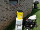 Another view of the power generation area. the drawers/cat litter bucket were necessary to keep the solar panel in the sun. Obviously, longer leads would have been handy, but it's Field Day, run what you brung, right?