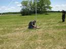 20 meter antenna radials being laid out.