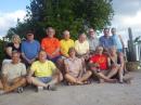 This PJ2T crew made the most QSOs in the contest. Front: Geoff (W0CG), Keith (WA9S), Dorothy (W0CG's YL), Mark (N5OT), Kathy (N5OT's XYL). Back:  Annette (KA9DOC) and her husband Jim (WI9WI), Tom (VE3CX), Bill (W9VA), Marty (K2PLF), Gene (KB7Q), Rudy (NF9V), and Joyce (KB7Q's XYL). 