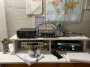 SKN 2022 equipment: Drake TR-7 paired with J-37 "Mae West" key. Also pictured: Yaesu FT-840 (upper left), Ten Tec Argonaut 509 (lower left) and Rock-Mite (upper right, next to Nye Viking Master key). Very old-fashioned - No computers!