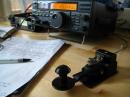 Navy "flameproof" key CMI-26003A; Yaesu FT840 running 20 watts to an "attic dipole"