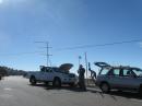 On left side of photo, N6ZE's 4 band station was located in and around a pickup truck; on right side of photo, Rick AG6AY/QRP, operated FM on 3 bands. Both stations were located off a busy mountain road in the 
Santa Monica Mountains in DM04qb (n6ze photo)
