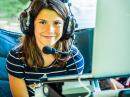 After completing her first SSB QSO on our GOTA station, Trinity (10) is very pleased. (Photo: Dan Ewart, WG4F)