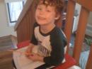 Jonah colored in all the states we talked to on a map.