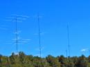 The Antenna Farm at W7RN, including stacked 3 el 80M beams on a 175' monopole at 6,500' AMSL
