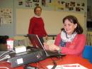 Anita Brouse, KC1IPS, principal of All Saints STEAM Academy, works some PSK31 activity during Winter 2018's School Club Roundup from the school. Thirty grade 2-8 students participated and learned about "communications resiliency." 
