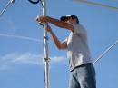 Mike L working on putting up the beam
