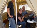 Mike Lundy in Front Melissa in the middle and Mike Wilson K2KR in the back of our op tent.