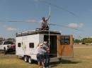 Assembling and lifting a triband yagi atop our emergency communications trailer.