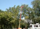 JLG lift fully extended with antennas mounted