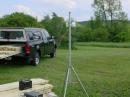 902 set up in back yard.  IF rig Icom 251A and DEMI 902 transverter running 8.5 Watts.