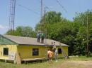 Raising the Mosley TA33 Saturday morning. The antenna crew included (L to R): KB3IVD, N3NOS, K3KWH, KB3IVC, W3RSR, and WB3FXC.