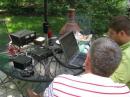 Over looking AA8HH shoulder at the picnic table station.