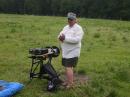 Joe AF4XG setting up the balloon antenna and it's equipment.