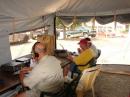 Trying to stay cool: Operators Don-N4CMA, Jeff-K8CQ, Logging Sid-KJ4EIA at the start of the FD event on Saturday. It was well into the 90s.