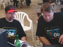 Randy Wing, N0LD, and Jim Enix, KC0QIE, ponder the intermittent 10m problem