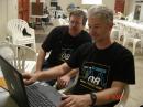 Harvey Jones, AC0EG (on the right) explains how to make 40m digital contacts to Nick Farlow, KB0YHT