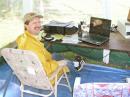 Ron Cowan, KB0DTI, Kansas Section Manager, knocks out a few ARRL National Traffic System (NTS) messages.  Ron worked through the night - and into the morning - on 80m