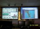 Projection screens in the EOC tracked the networked log/map, and the weather RADAR - always necessary in Florida's summer thunderstorm season!