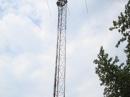 My antennas pointing south. The antennas ride on a Hazer elevator for easy work. AGL height is 37' for 222, 38.5' for 432 and 46' for 1.2G.