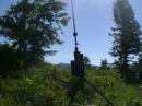 32 foot fiberglass whip with base mounted automatic antenna coupler.