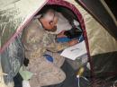 AA4Q in a tent operating QRP from AZ at night