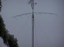 The ten meter yagi looked like it was not long for this world that Friday of the ARRL 10 Meter Contest. I think a good boom brace is in order. The antenna narrowly missed destruction, while many HF antennas in New England were not so lucky. Some areas west of me had almost 2" of radial ice. I was relatively lucky with "only" 1 1/4" of the stuff. I was not complaining too loudly when the yagi would not turn. It could have been much worse. 
