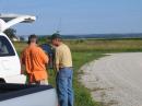 View from EN33ws towards Buck Hill EN34ir. Bruce W9FZ on left and Jon W0ZQ on the right.