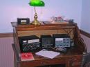 Here's the Drake 2B Receiver and Drake 2NT Transmitter Station (ca 1961 and 1966). On top of the desk is a home brew link coupled antenna tuner inspired from a late '30s ARRL Handbook.  Contacts on 40 meters were made with this station. The transmitter keys very cleanly...so it always got a 9 for R-S-Tone.