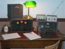 The second station that W7OS used on the air is a combination of a wonderfully restored Hammarlund HQ120 receiver and a WRL Globescout 65 transmitter (ca 1939 and 1955). On top of the Globescout is an old Heathkit AM-2 SWR bridge and an AC-1 antenna coupler. The AC-1 could tune the museum's antenna on 40 or 80 meters... so this station worked both bands.  The Globescout received quite a few R-S-Tones of 7 or 8, rarely a 9.