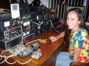 Daughter Gabriela is checking out the straight key.