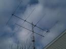 The antennas. 4ele beam for 6m @30' and 7ele beam for 2m @28'.