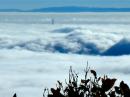Radio tower on Twin Peaks in San Francisco poking through the fog