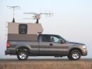 In this in-motion photo, taken by W6TAI from another car, N6NB/R operates on 1296 MHz while driving about 60 mph.  Um, maybe more than that...  Some have said this is the ugliest homemade camper in California.