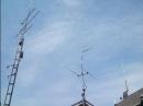 Left Diamond 2/440 vertical, 1296, 432, 144, and 222 mhz beams on the tower. Center 2304, 903 and 6 meter beams. Right 222 FM vertical.
