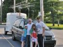 The Three Generation Rover Team, Angel All KB3STA, (2nd from left), Dad Dave N3XUD, and Grandpa Bill N3KKM get set to depart from Shrewsbury PA for Angel's first contesting rover expedition. Angel's sister, Isabelle, (left) accompanied us for moral support.