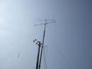Our Antennas... The vertical at the top is a 1.2 GHz for the D-STAR link, then we have 2m and 6m beams, along with an HF wire.