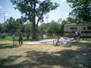 Staying cool was very important and this tarp provided a lot of shade once eveybody worked to get it up.