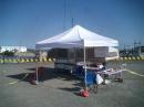 The SSB station set up in the parking lot of the Nahcotta Boat Harbor, with the Information Tent.