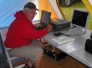 Bill W8JGU at the controls of the 6 meter TS-2000.  The smile has to mean that he just worked something good!
